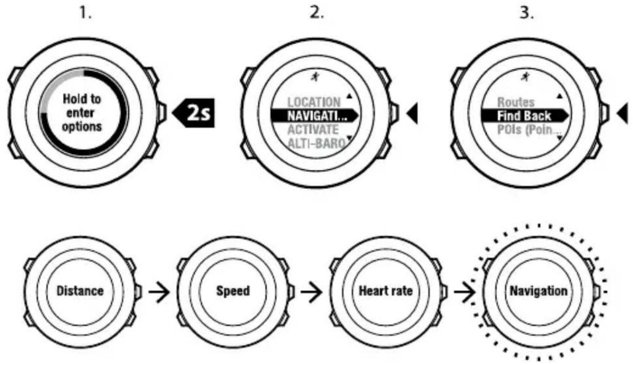 SUUNTO Ambit 2.5 - Retrouver le chemin de returnpendant l'exercice - 1