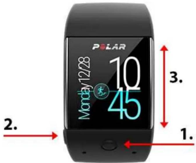 POLAR M600 - Fonctions des boutons de la M600 - 1