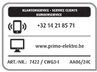 PRIMO CWG3 - ANTWOORDKAART / CARTE DE REPONSE ANTWORTKARTE - 1