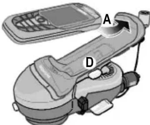 SIEMENS Car Kit Easy HKP600 - Isætning af mobiltelefonen - 1