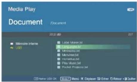 SAMSUNG SPM205W - Menu affiché à partir de l'écran Documents - 1