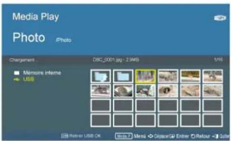 SAMSUNG SPM205W - Menu affché à partir de l'écran Vignettes Photos - 1