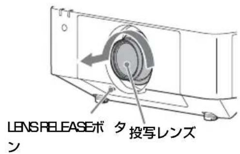 SONY VPLLZ3032 - LENS RELEASE モタンを押しおら、投写レンズを反時計方向に回し、レンズをまっむに引起出。 - 1
