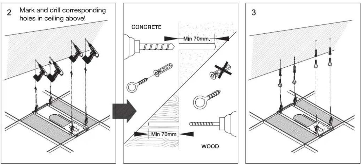 Smart Media AE060001 - Support wire installation (Follow steps 1-5, pg.6 then cont. with instructions from pg.7) - 2