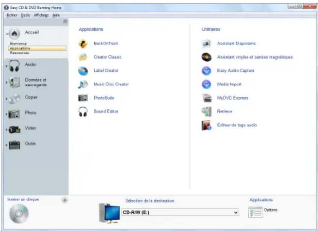 Roxio Easy CD and DVD Burning - Lancement d'une application à partir de Roxio Central - 1