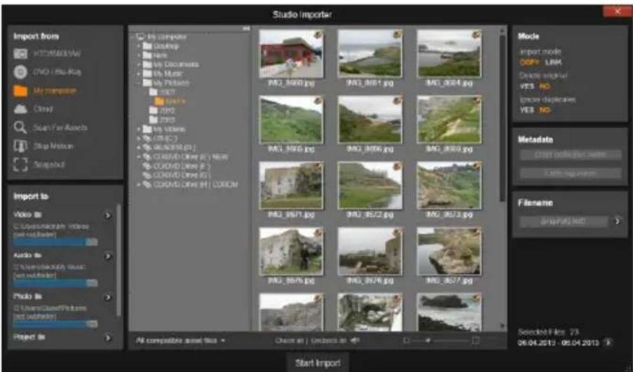 PINNACLE Studio 17 Ultimate - Sélectionner des fichiers à importer - 1