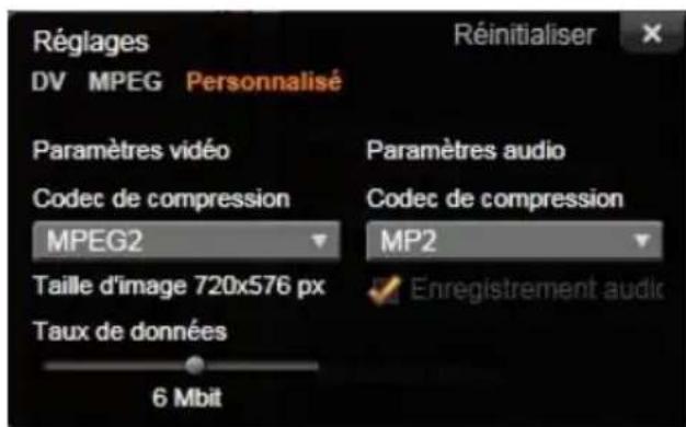 PINNACLE Studio 17 Ultimate - La fenêtre des options de compression - 1