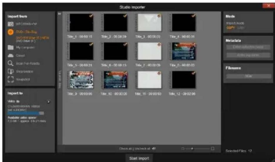 PINNACLE Studio 17 Ultimate - Utiliser la fenêtre d'import - 2