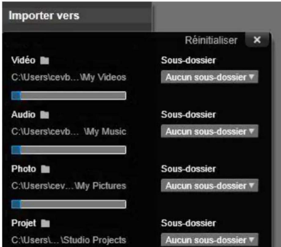 PINNACLE Studio 17 Ultimate - Définir un sous-dossier - 1