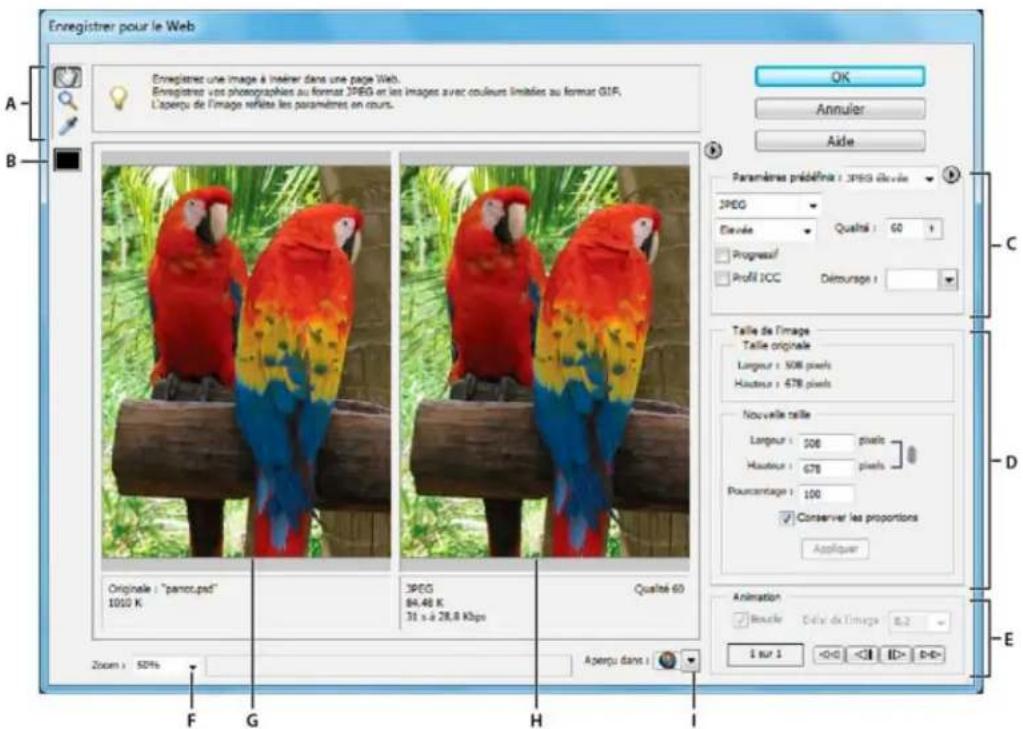 ADOBE Photoshop Elements 15 - Utilisation de la boite de dialogue Enregistrer pour le Web - 1