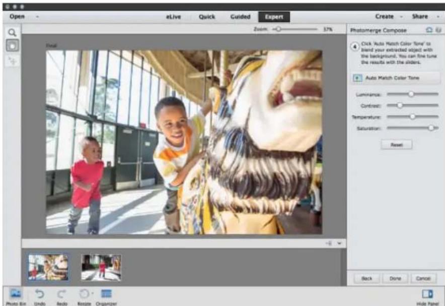 ADOBE Photoshop Elements 15 - Utilisation de la fonction Nettoyage de scene Photomerge - 7