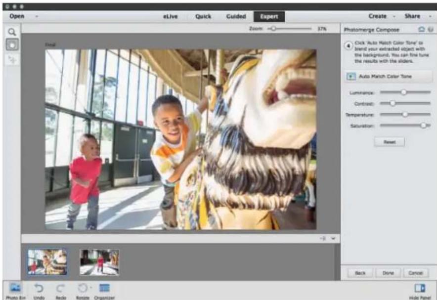 ADOBE Photoshop Elements 15 - Utilisation de la fonction Nettoyage de scene Photomerge - 7