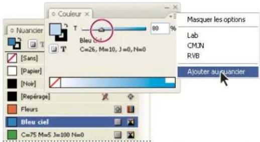 ADOBE InDesign CS5.5 - Pour créer une nuance de teinte à l'aide du panneau Couleur - 1