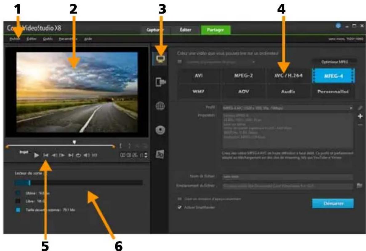 COREL VideoStudio PRO X8 - Espace de travail Partager - 1