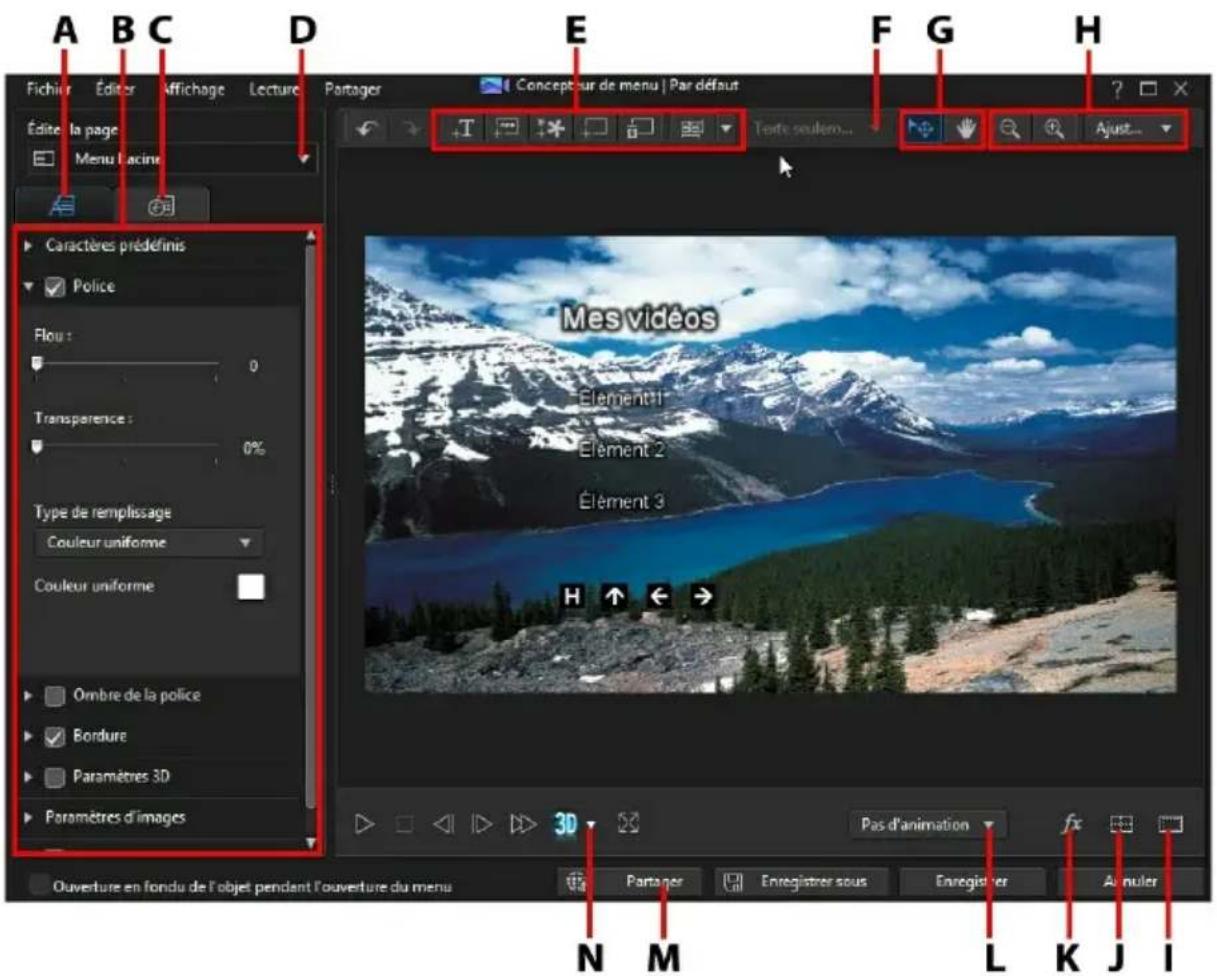 CYBERLINK PowerDirector 13 - Personnalisation des menus de disque dans le Concepteur de menu - 1