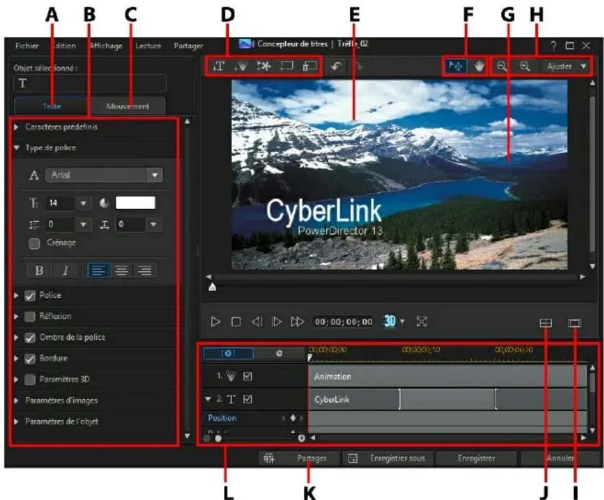 CYBERLINK PowerDirector 13 - Modifier des titres dans le Conceputeur de titres - 1