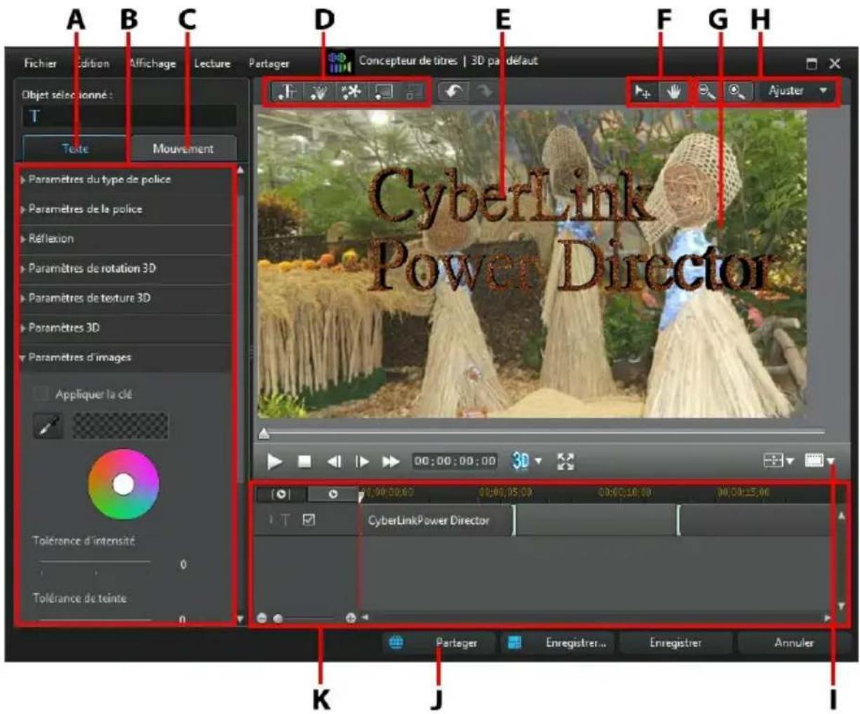 CYBERLINK PowerDirector 11 - Modifier des titres dans le Concepteur de titres - 1