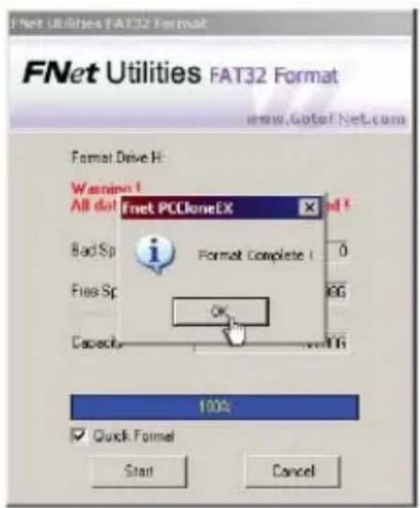 Approx APPDSHDD - Selektieren Sie "Quick Format" und "Start". - 3