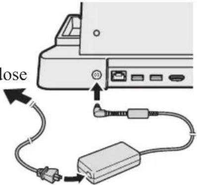 PANASONIC FZVEBG11AU - Schließen Sie den Netzadapter an der Gleichstrom-Eingangsbuchse der Cradle an. - 1