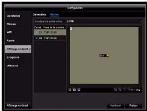 Configuration Generations Mister Interface de solite volume HOM Camé: Nombre de la Canadian D1: TVP-1500 D2: TVP-1600 Affichage indirect Options Utiliser D1 Affichage indirect Appliquer Réleur