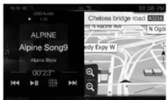 ALPINE X802DU - Umschalten zwischen Audioquellenbildschirm und Funktionsbildschirmen - 3