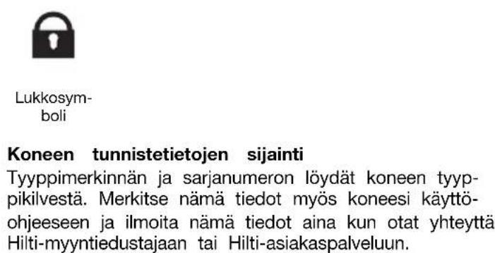 HILTI TE 50 - Symboleiden ja muiden huomautusten merkitys Varoitussymbolit - 6