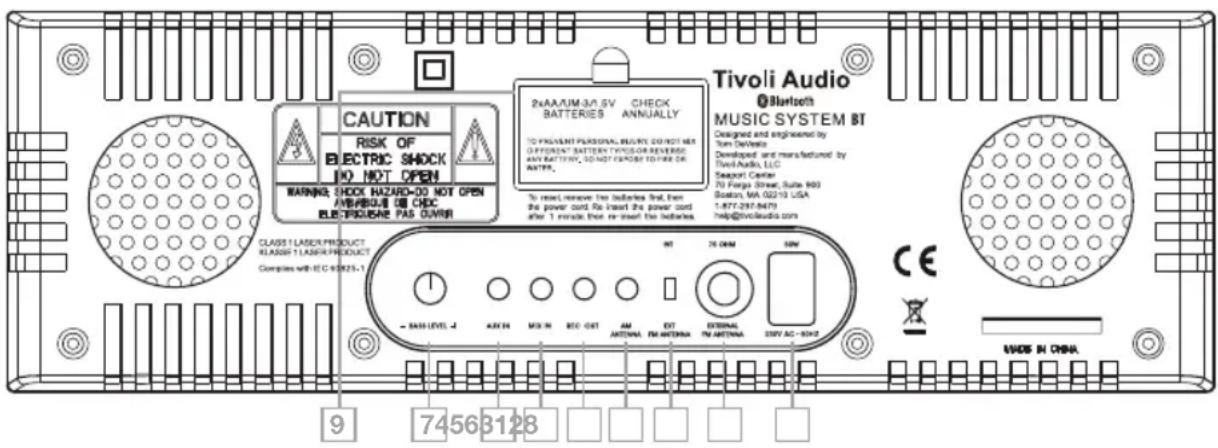 TIVOLI AUDIO Music System BT - Opas Toimintoihin (Takapaneeli) - 1