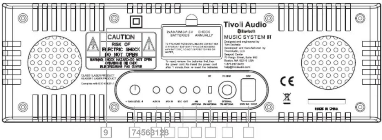 TIVOLI AUDIO Music System BT - Funciones En El Panel Trasero - 1