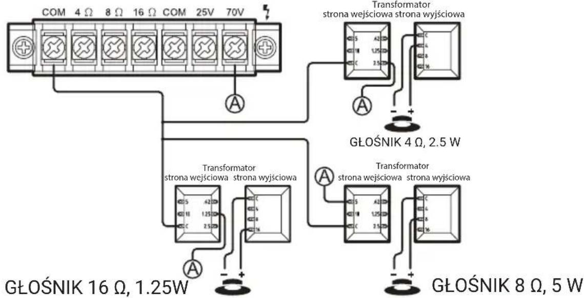 Pyle PCM30A - SYSTEM 5: Podłączanie głośników za pomocą transformatorów - 1