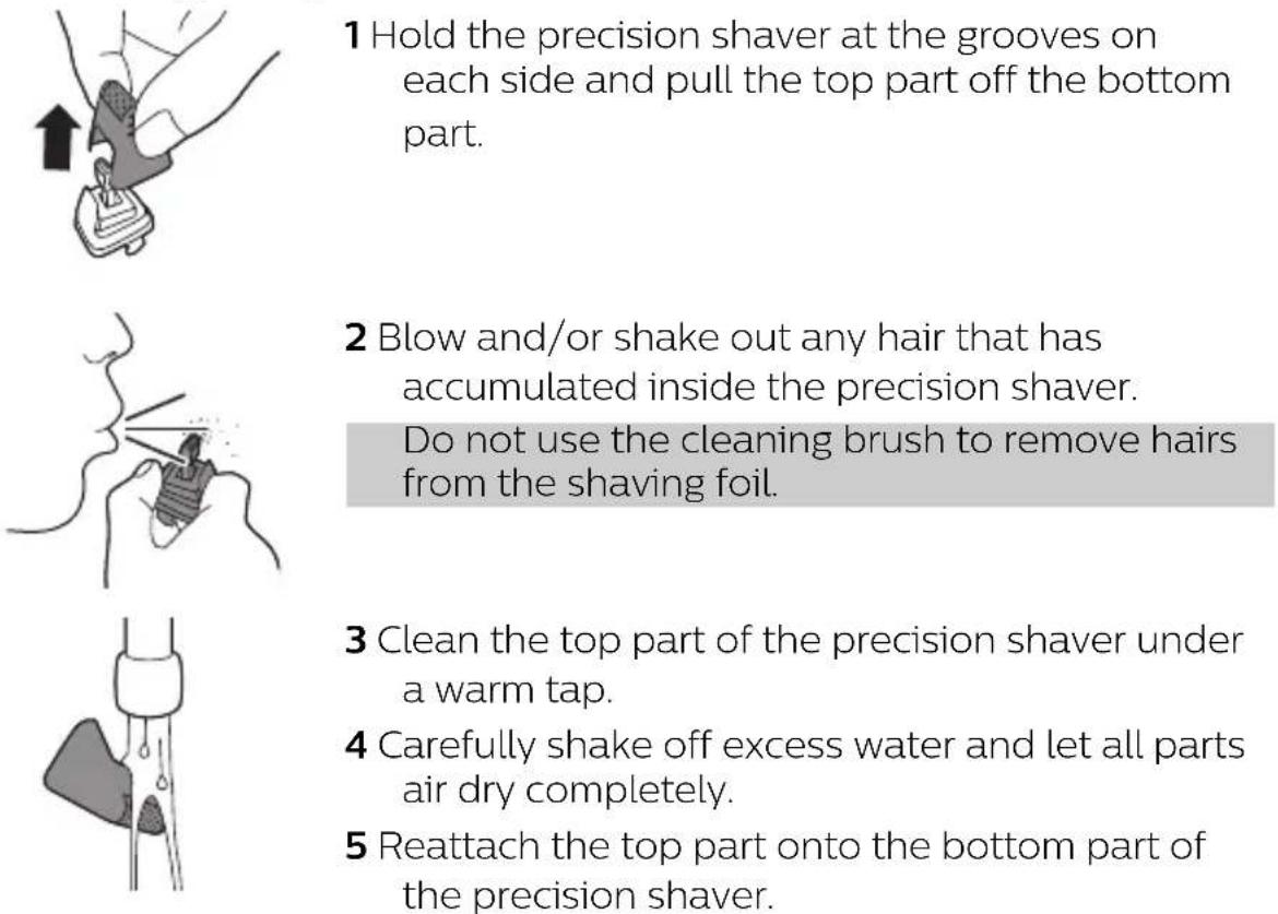 PHILIPS Multigroom MG5720 - Cleaning the precision shaver - 1