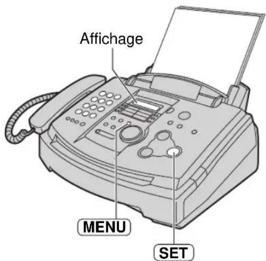 Affichage MENU SET