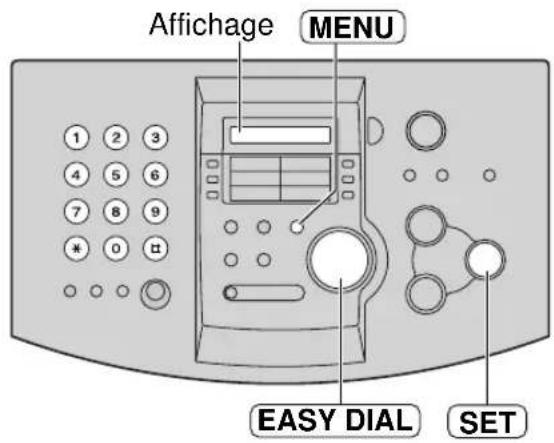 Affichage MENU EASY DIAL SET