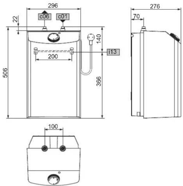 AEG Huz 10 OKO - Maße und Anschlüsse - 1