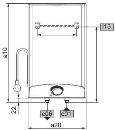 AEG Huz 10 OKO - Afmetingen en aansluitingen Huz 10 OKO - 4