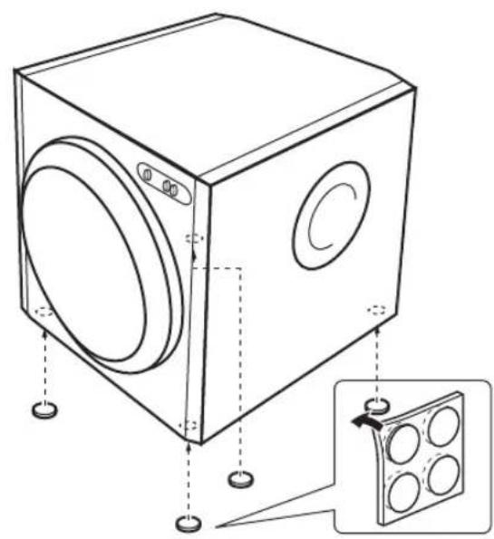 YAMAHA YSTRSW300 - Gebruik van de antislipplaatjes - 1