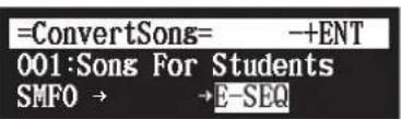 YAMAHA DC1E3 PE - Délectionnez « ConvertSong » dans le menu de fonctions de chanson, puis appuyez sur [ENTER]. - 4