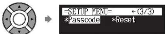 YAMAHA DC1E3 PE - Sélectionnez « Passcode » (code de passer) avec les boutons de commande de curseur ([ ] [ ]) , puis appuyez sur [ENTER]. - 1