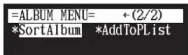 YAMAHA DC1E3 PE - Sélectionnez « SortAlbum » dans le menu de fonctions d'album, puis appuyez sur [ENTER]. - 1