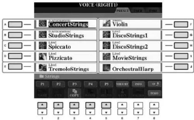 YAMAHA Clavinova CVP509PM - Appuyez sur une des touches [A]–[J] afin de selectionner la voix souhaitation. - 1
