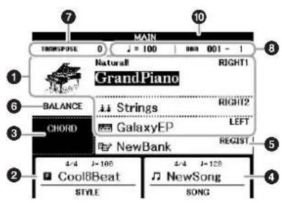 YAMAHA Clavinova CVP509PM - Configuration de l'écran Main - 2
