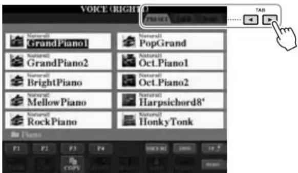 YAMAHA Clavinova CVP509PM - Touches TAB [<][▶] - 1