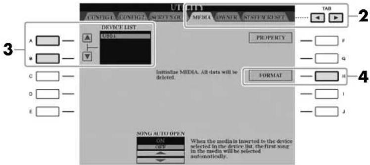 YAMAHA Clavinova CVP509PM - Formatage d'un périphérique de stockage USB - 1