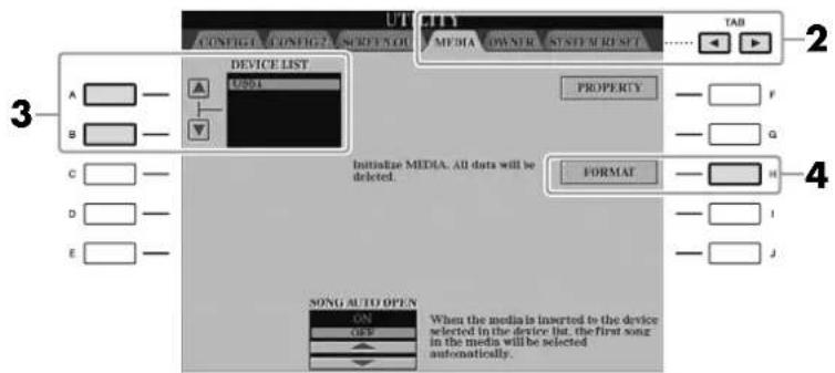 YAMAHA Clavinova CVP501PE - Formatage d'un périphérique de stockage USB - 1