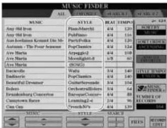 YAMAHA Clavinova CVP501PE - Vérifiez que les données de morceau (SONG/AUDIO) ont été ajoutées dans l'écran MUSIC FINDER. - 1