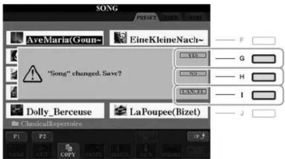 YAMAHA Clavinova CVP501PE - Messages affichés à l'écran - 1