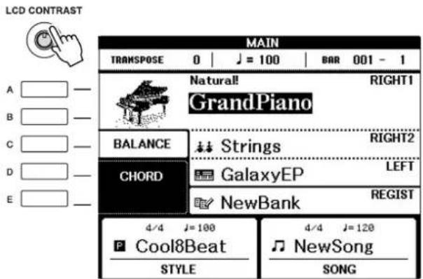 YAMAHA Clavinova CVP501PE - Réglage du contraste de l'écran - 2