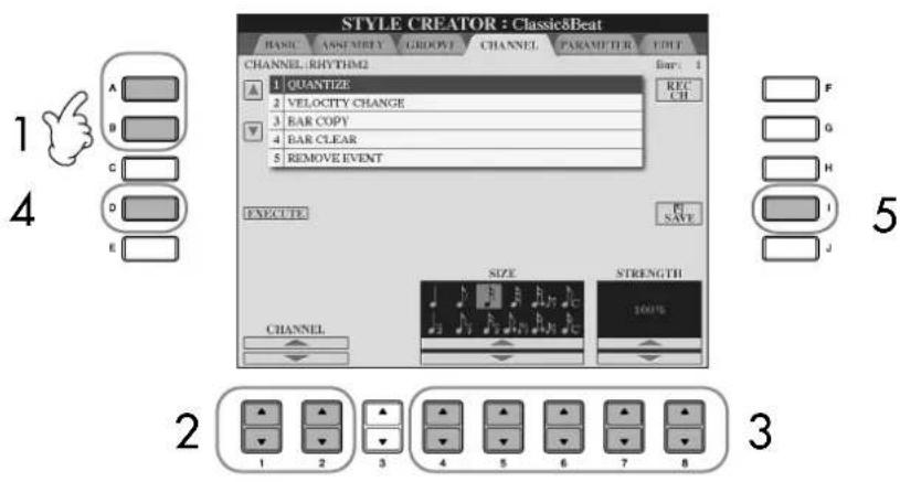 YAMAHA Clavinova CVP409GP - Edition des données pour chaque canal (CHANNEL) - 1