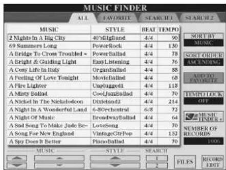 YAMAHA Clavinova CVP409GP - Appel des enregistements Music Finder sauvégardés dans l'onglet USER/USB - 1
