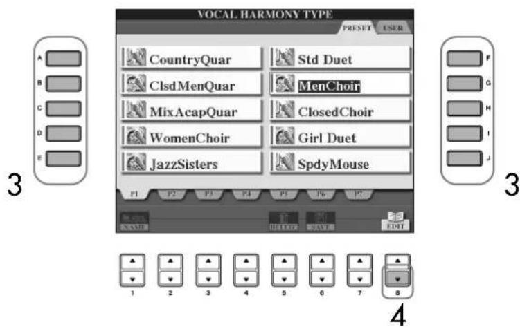 YAMAHA Clavinova CVP409GP - Edition des paramètres Vocal Harmony (Harmonie vocale) - 2