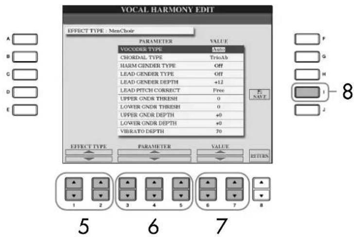 YAMAHA Clavinova CVP409GP - Edition des paramètres Vocal Harmony (Harmonie vocale) - 3